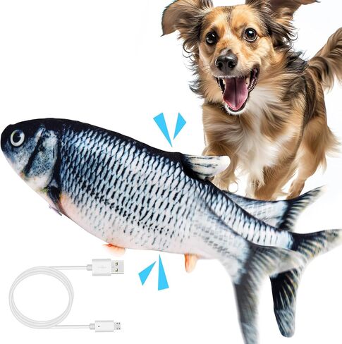 BABORUI Interactive Dog Toy Fish, Floppy Fish Dog Toy with Squeakers, Rechargeable Flopping Fish Squeaky Dog Toy for Large/Medium/Small Dogs & Cats in Saudi Arabia