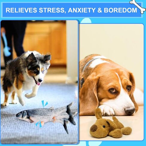 BABORUI Interactive Dog Toy Fish, Floppy Fish Dog Toy with Squeakers, Rechargeable Flopping Fish Squeaky Dog Toy for Large/Medium/Small Dogs & Cats in Saudi Arabia
