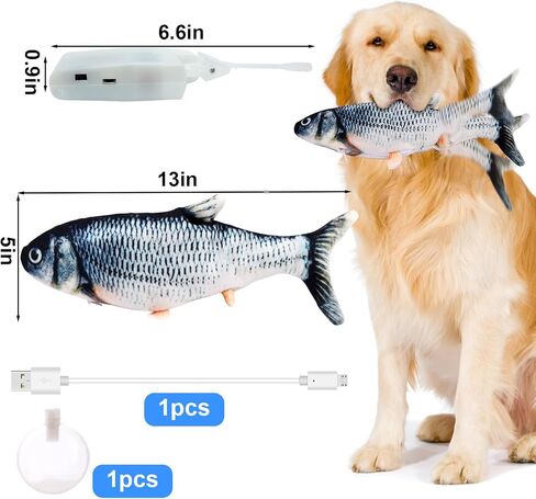 BABORUI Interactive Dog Toy Fish, Floppy Fish Dog Toy with Squeakers, Rechargeable Flopping Fish Squeaky Dog Toy for Large/Medium/Small Dogs & Cats in Saudi Arabia