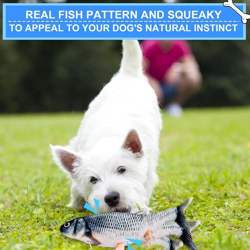 BABORUI Interactive Dog Toy Fish, Floppy Fish Dog Toy with Squeakers, Rechargeable Flopping Fish Squeaky Dog Toy for Large/Medium/Small Dogs & Cats in Saudi Arabia