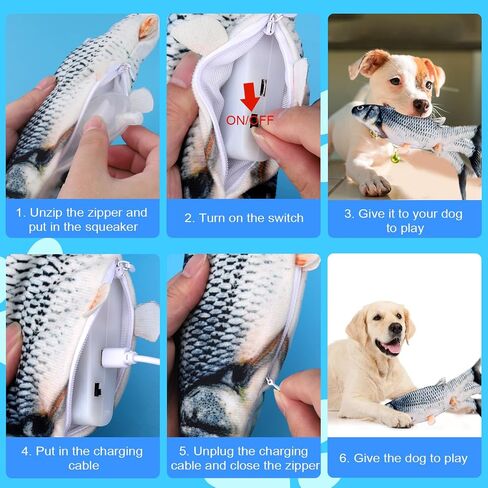 BABORUI Interactive Dog Toy Fish, Floppy Fish Dog Toy with Squeakers, Rechargeable Flopping Fish Squeaky Dog Toy for Large/Medium/Small Dogs & Cats in Saudi Arabia