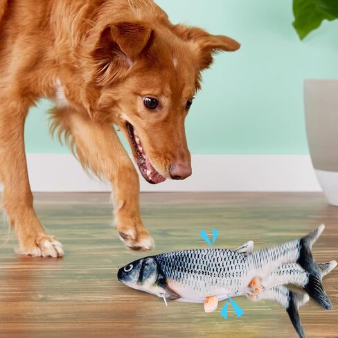 BABORUI Interactive Dog Toy Fish, Floppy Fish Dog Toy with Squeakers, Rechargeable Flopping Fish Squeaky Dog Toy for Large/Medium/Small Dogs & Cats in Saudi Arabia