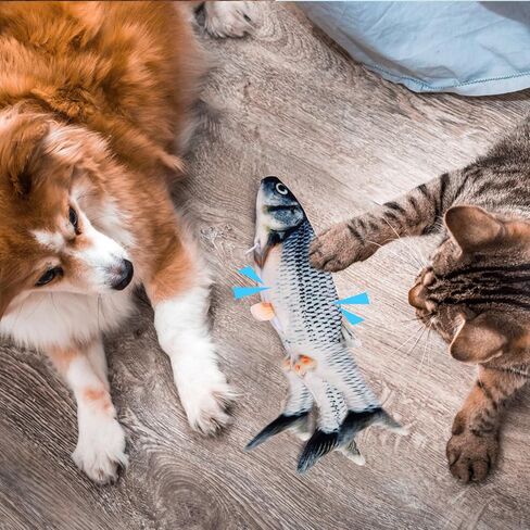 BABORUI Interactive Dog Toy Fish, Floppy Fish Dog Toy with Squeakers, Rechargeable Flopping Fish Squeaky Dog Toy for Large/Medium/Small Dogs & Cats in Saudi Arabia