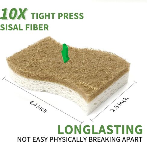9 Pack Biodegradable Natural Kitchen Sponge - Compostable Cellulose and Coconut Walnut Scrubber Sponge - Eco Friendly Sustainable Sponges for Dishes in Saudi Arabia