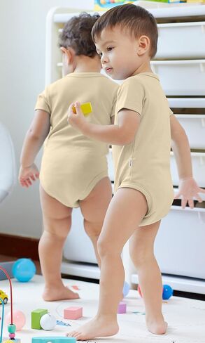 KOH KOH Kids Short Sleeve Cotton Solid Lap Shoulder Baby Bodysuit in Saudi Arabia