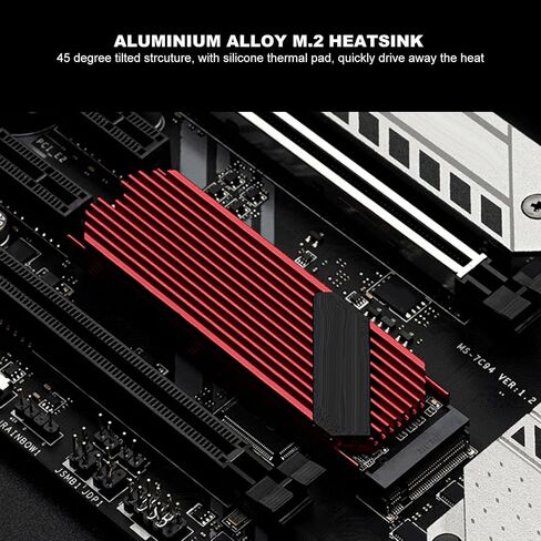 M.2 2280 SSD Heatsink، M.2 PCIE NVMe SSD Heat Sink، Computer PC PCIE M2 SSD Cooler for 980 Plus SN850 SN750 SN570 Firecuda 530، أسود (فضي) in Saudi Arabia