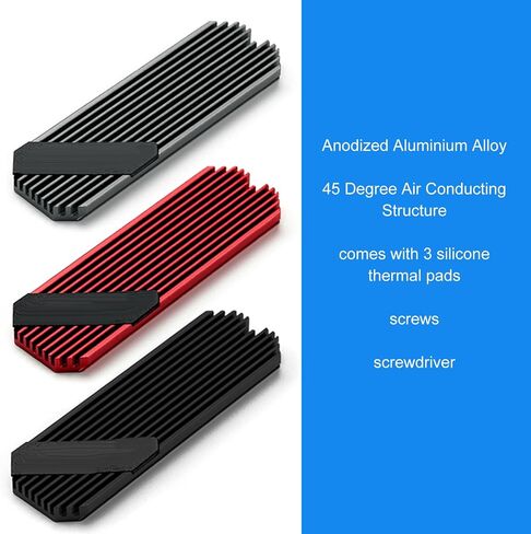 M.2 2280 SSD Heatsink، M.2 PCIE NVMe SSD Heat Sink، Computer PC PCIE M2 SSD Cooler for 980 Plus SN850 SN750 SN570 Firecuda 530، أسود (فضي) in Saudi Arabia