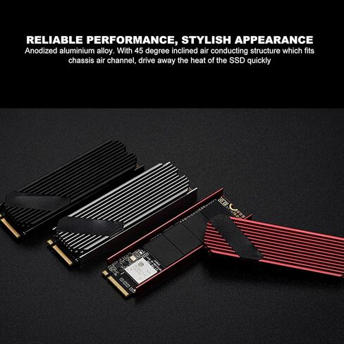 M.2 2280 SSD Heatsink، M.2 PCIE NVMe SSD Heat Sink، Computer PC PCIE M2 SSD Cooler for 980 Plus SN850 SN750 SN570 Firecuda 530، أسود (فضي) in Saudi Arabia