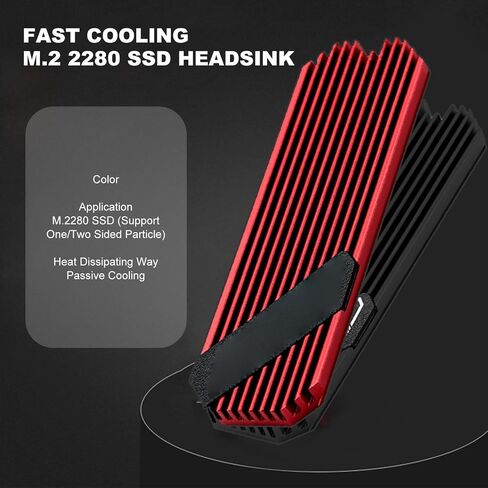 M.2 2280 SSD Heatsink، M.2 PCIE NVMe SSD Heat Sink، Computer PC PCIE M2 SSD Cooler for 980 Plus SN850 SN750 SN570 Firecuda 530، أسود (فضي) in Saudi Arabia