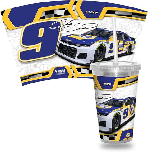 كوب شفاف من Rico Industries NASCAR Racing سعة 16 أونصة مع قش - كوب سفر ملون للفريق لمحبي الدوري الوطني لكرة القدم الأمريكية - يحافظ على المشروبات باردة أو ساخنة in Saudi Arabia