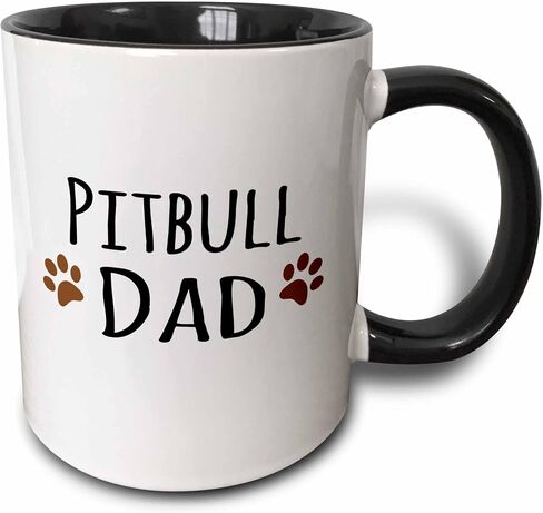 3dRose mug_153961_1 Pit-bull Dog Dad Doggie by Breed Muddy Brown Paw Prints Doggy Lover Proud Pet Owner Love Ceramic Mug, 11-Ounce in Kuwait