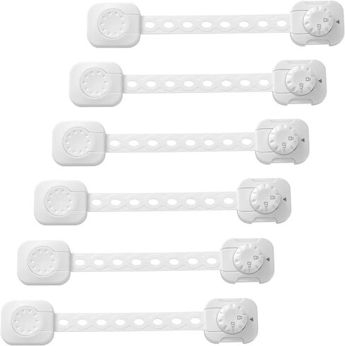 Fursafe&Q Child Safety Cabinet Proofing, Baby Cabinet Locks Adhesive Adjustable Child Safety Strap Locks Drawer Fridge Ovens Toilet Latches No Screws for Furniture Kitchen 6 Pack in Saudi Arabia