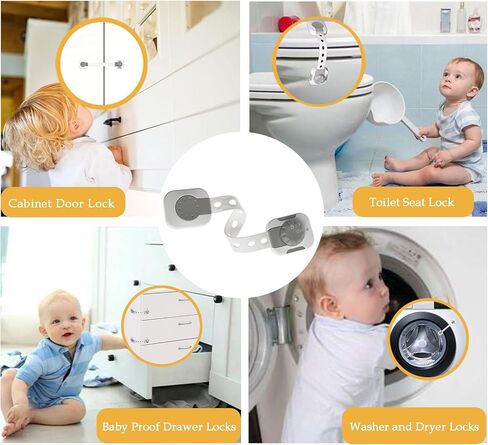 Fursafe&Q Child Safety Cabinet Proofing, Baby Cabinet Locks Adhesive Adjustable Child Safety Strap Locks Drawer Fridge Ovens Toilet Latches No Screws for Furniture Kitchen 6 Pack in Saudi Arabia