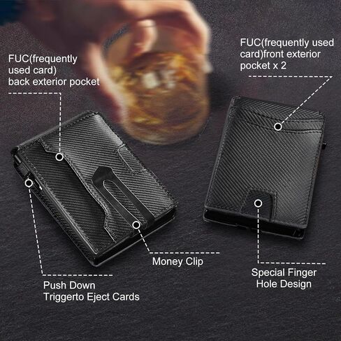 Credit Card Holder for Men - Pop Up Card Case with Money Clip Wallet- RFID Blocking Bifold Mens Wallet with Gift Box in Saudi Arabia