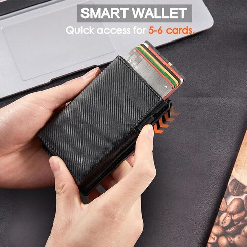 Credit Card Holder for Men - Pop Up Card Case with Money Clip Wallet- RFID Blocking Bifold Mens Wallet with Gift Box in Saudi Arabia
