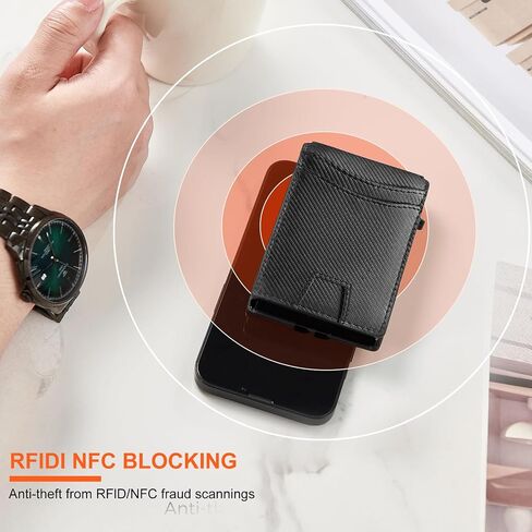 Credit Card Holder for Men - Pop Up Card Case with Money Clip Wallet- RFID Blocking Bifold Mens Wallet with Gift Box in Saudi Arabia
