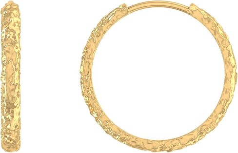 ابتسامة فضية - حلقات مطروقة مزخرفة مطلية بالذهب عيار 18 قيراطًا فوق الفضة الاسترليني| حلقات مضادة للتشوه مقاس 20 مم × 20 مم للنساء | اختيار مثالي لأعياد الميلاد والذكرى السنوية لها in Kuwait