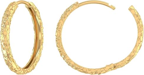 ابتسامة فضية - حلقات مطروقة مزخرفة مطلية بالذهب عيار 18 قيراطًا فوق الفضة الاسترليني| حلقات مضادة للتشوه مقاس 20 مم × 20 مم للنساء | اختيار مثالي لأعياد الميلاد والذكرى السنوية لها in Kuwait