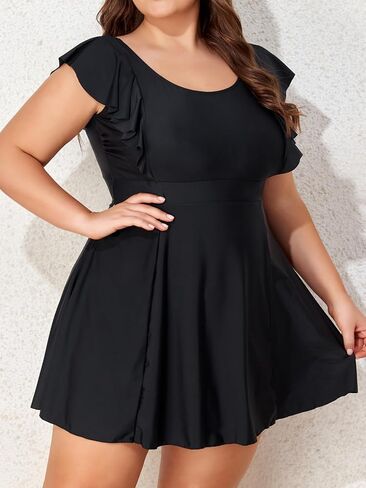 Smismivo Women Plus Size Swim Dress One Piece Bathing Suits Built in Shorts Tummy Control Swimdress in Saudi Arabia