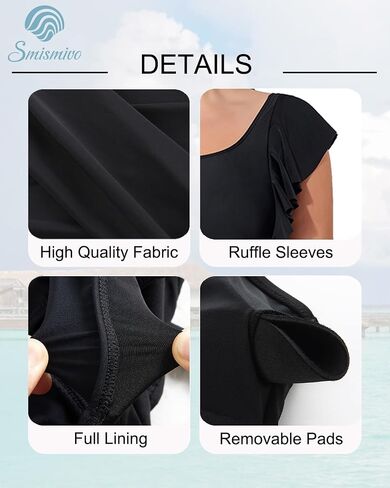 Smismivo Women Plus Size Swim Dress One Piece Bathing Suits Built in Shorts Tummy Control Swimdress in Saudi Arabia