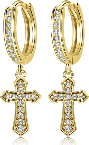 14K Gold Hoop Earrings With Butterfly Dangle for Women Cubic Zirconia Pendants Gold Small Huggie Hoop Dangle Earrings Trendy Jewelry Gifts in Saudi Arabia