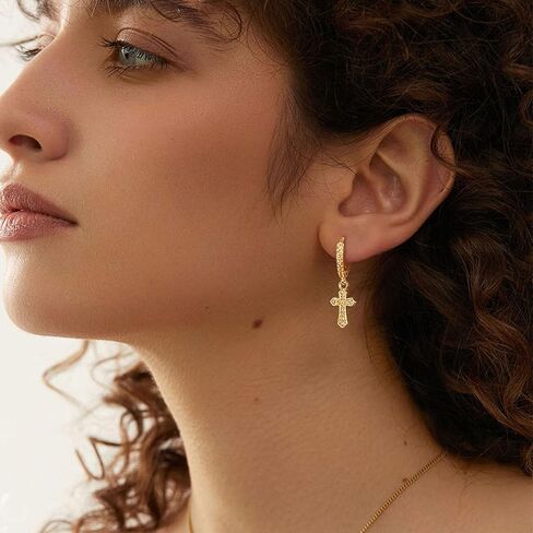 14K Gold Hoop Earrings With Butterfly Dangle for Women Cubic Zirconia Pendants Gold Small Huggie Hoop Dangle Earrings Trendy Jewelry Gifts in Saudi Arabia