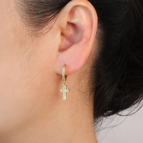 14K Gold Hoop Earrings With Butterfly Dangle for Women Cubic Zirconia Pendants Gold Small Huggie Hoop Dangle Earrings Trendy Jewelry Gifts in Saudi Arabia