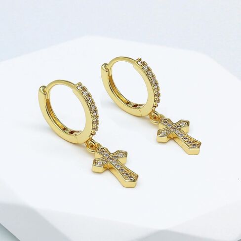 14K Gold Hoop Earrings With Butterfly Dangle for Women Cubic Zirconia Pendants Gold Small Huggie Hoop Dangle Earrings Trendy Jewelry Gifts in Saudi Arabia