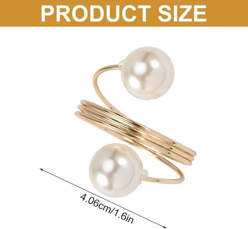 مجموعة حلقات مناديل اللؤلؤ من SYCOOVEN مكونة من 16 قطعة، حلقات مناديل ذهبية حامل مناديل اللؤلؤ وإبزيم حلقة منديل للتجمع العائلي، ديكور طاولة العشاء، مستلزمات حفلات الزفاف (ذهبي) in Kuwait