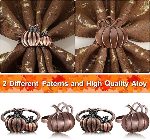 14 Pieces Thanksgiving Pumpkin Napkin Rings Fall Pumpkin Napkin Ring Holders Pumpkin Dinner Tables Rings Fall Pumpkin Napkin Rings for Thanksgiving Wedding Birthday Party Supplies (Antique Brass) in Saudi Arabia