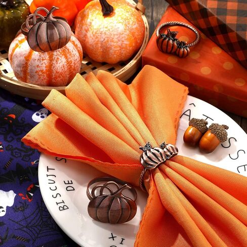 14 Pieces Thanksgiving Pumpkin Napkin Rings Fall Pumpkin Napkin Ring Holders Pumpkin Dinner Tables Rings Fall Pumpkin Napkin Rings for Thanksgiving Wedding Birthday Party Supplies (Antique Brass) in Saudi Arabia