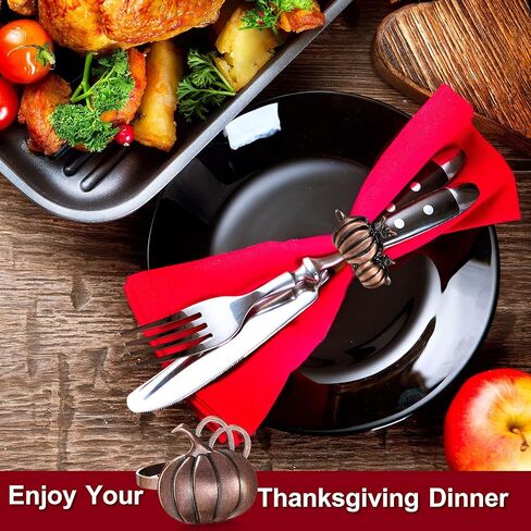 14 Pieces Thanksgiving Pumpkin Napkin Rings Fall Pumpkin Napkin Ring Holders Pumpkin Dinner Tables Rings Fall Pumpkin Napkin Rings for Thanksgiving Wedding Birthday Party Supplies (Antique Brass) in Saudi Arabia