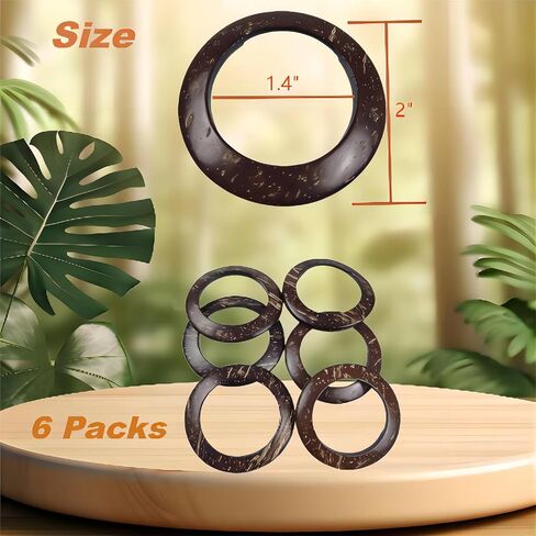 Napkin Rings Set of 6 Napkin Holders Hand-Made by Natural Coconut for Party Dinning Table Linens Family Gatherings Wedding Celebration Farmhouse Décor Thanksgiving Christmas in Saudi Arabia