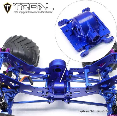 TREAL Aluminum 7075 Center Differential w/Cover Gear Box Housing for Losi 1/18 Mini LMT(Black) in Saudi Arabia