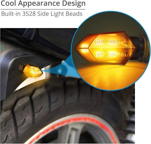 Justech 4 قطع مايكرو ليد بدوره أضواء إشارة دراجة نارية مؤشر عالمي مقاوم للماء 3528 مصباح الخرز مؤشر للدراجات النارية دراجة نارية هارلي كاواساكي ياماها قبالة الطريق in Kuwait