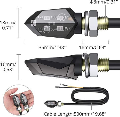 Justech 4 قطع مايكرو ليد بدوره أضواء إشارة دراجة نارية مؤشر عالمي مقاوم للماء 3528 مصباح الخرز مؤشر للدراجات النارية دراجة نارية هارلي كاواساكي ياماها قبالة الطريق in Kuwait
