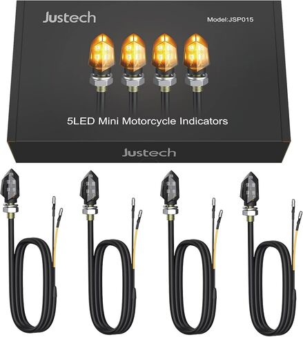 Justech 4PCs Micro Led Turn Signal Lights Motorbike Indicator Universal Waterproof 3528 Lamp Beads Indicator for Motorcycle Motorbike Harley Kawasaki Yamaha Off Road in Saudi Arabia