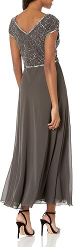 J Kara Women's Petite Cap Sleeve V-Neck Beaded Top Gown in Saudi Arabia