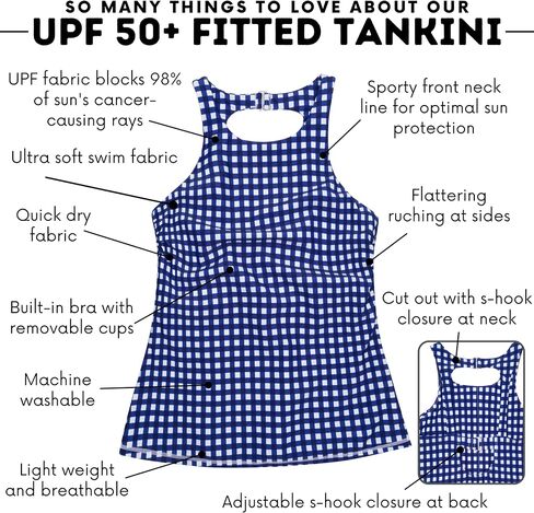 SwimZip Women's High Neck Fitted Tankini Swim Shirt - UPF 50+ Sun Protection in Kuwait