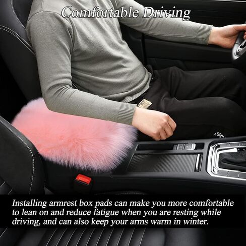 Auto Center Console Pad,Furry Armrest Cover for Car Fuzzy Auto Armrest Mat Armrest Seat Box Cover Protector Universal Fit (Black) in Saudi Arabia