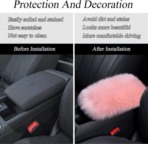 Auto Center Console Pad,Furry Armrest Cover for Car Fuzzy Auto Armrest Mat Armrest Seat Box Cover Protector Universal Fit (Black) in Saudi Arabia