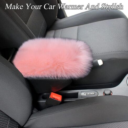 Auto Center Console Pad,Furry Armrest Cover for Car Fuzzy Auto Armrest Mat Armrest Seat Box Cover Protector Universal Fit (Black) in Saudi Arabia