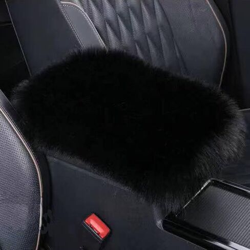 Auto Center Console Pad,Furry Armrest Cover for Car Fuzzy Auto Armrest Mat Armrest Seat Box Cover Protector Universal Fit (Black) in Saudi Arabia