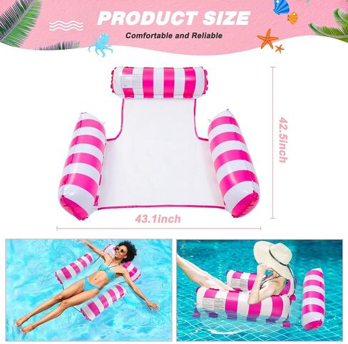1 Pack Inflatable Pool Floats Adult, 4-in-1 Multi-Purpose Pool Float Water Hammock with Cup Holders, Pool Floaties for Adults Swimming Pool Lake Beach in Saudi Arabia
