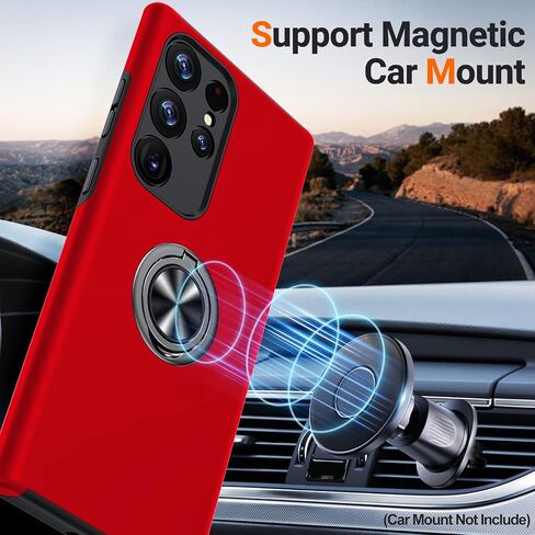 JAME for S23 Ultra Case, Slim Soft Bumper Case for Galaxy S23 Ultra, with Ring Holder Kickstand for Samsung S23 Ultra Case, Military-Grade Protection for Samsung Galaxy S23 Ultra Case, Red in Saudi Arabia