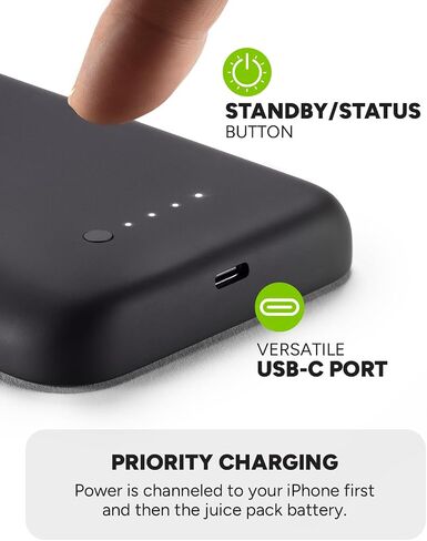 mophie Juice Pack iPhone 15 Pro Battery Case - Legendary Power & Protection - Up to 50% Extra Battery, 6ft Drop Safety, Eco-Friendly Design, Black in Saudi Arabia