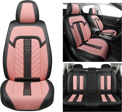 Car Seat Covers Full Set, 5 Seats Universal Seat Covers Fit for Cars,SUVs and Pick-up Trucks,Nappa Leather Front and Rear Seat Protectors, Anti-Slip Waterproof Auto Seat Covers(Black&Green) in Saudi Arabia