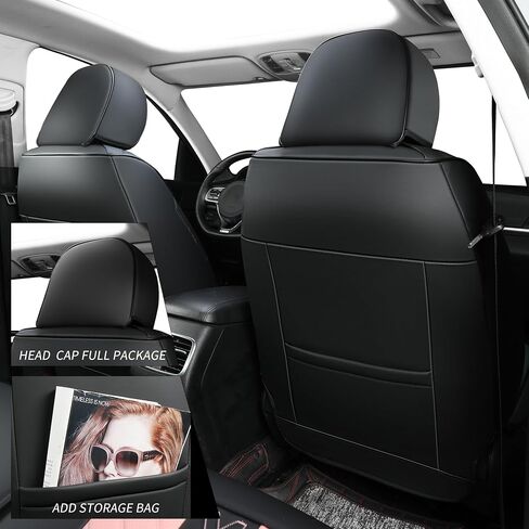 Car Seat Covers Full Set, 5 Seats Universal Seat Covers Fit for Cars,SUVs and Pick-up Trucks,Nappa Leather Front and Rear Seat Protectors, Anti-Slip Waterproof Auto Seat Covers(Black&Green) in Saudi Arabia