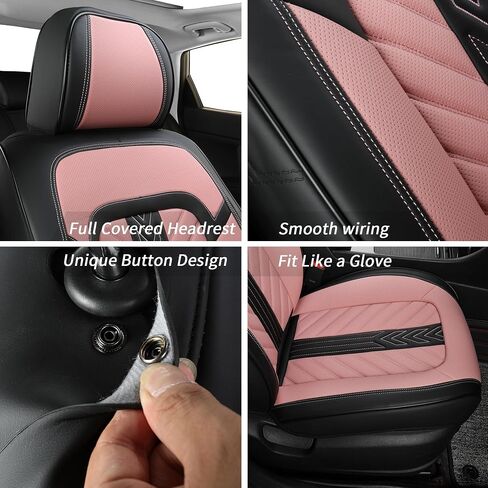 Car Seat Covers Full Set, 5 Seats Universal Seat Covers Fit for Cars,SUVs and Pick-up Trucks,Nappa Leather Front and Rear Seat Protectors, Anti-Slip Waterproof Auto Seat Covers(Black&Green) in Saudi Arabia