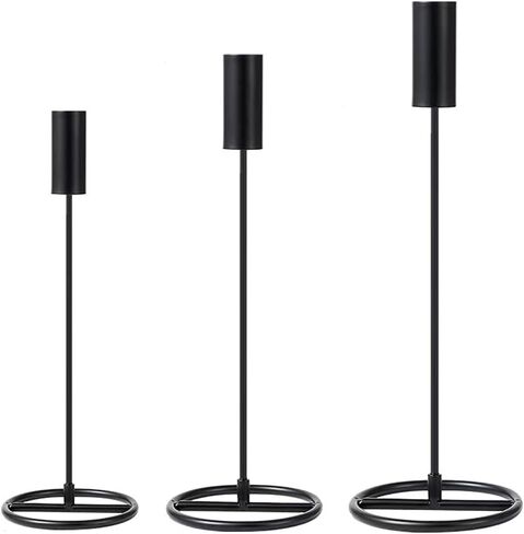 Black Candle Holder Fits 3/4 inch Tall Taper Candles, Candlestick Holders Set of 3 for Wedding Decor and Dinner Party in Saudi Arabia